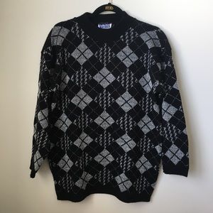 Vintage Laura Tyler Metallic Argyle Sweater